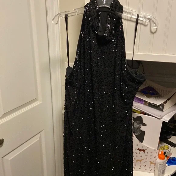 Niteline Dresses | Vintage 100% Silk Niteline Black Beaded Halter Evening Gown | Color: Black | Size: 12 | Mayorfab's Closet